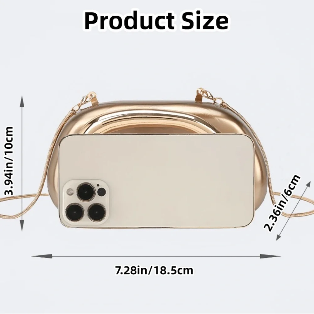 Gold Bronze Metallic Crossbody Clutch Bag